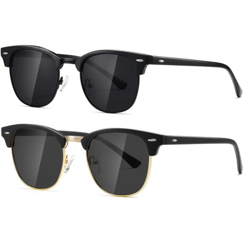 Polarized Sunglasses for Women and Men UV400 Semi Rimless Retro Designer Shades